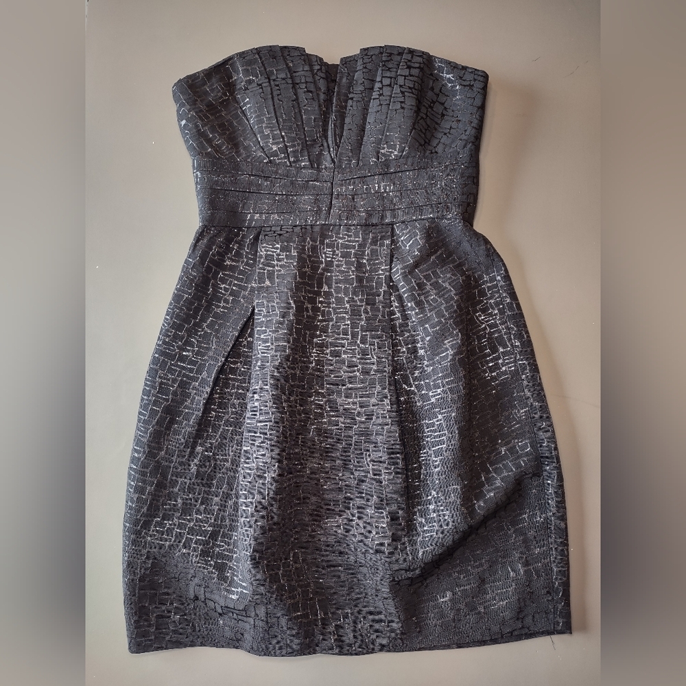 Max & Cleo Black Strapless Textured Pattern Dress - Picture 8 of 14